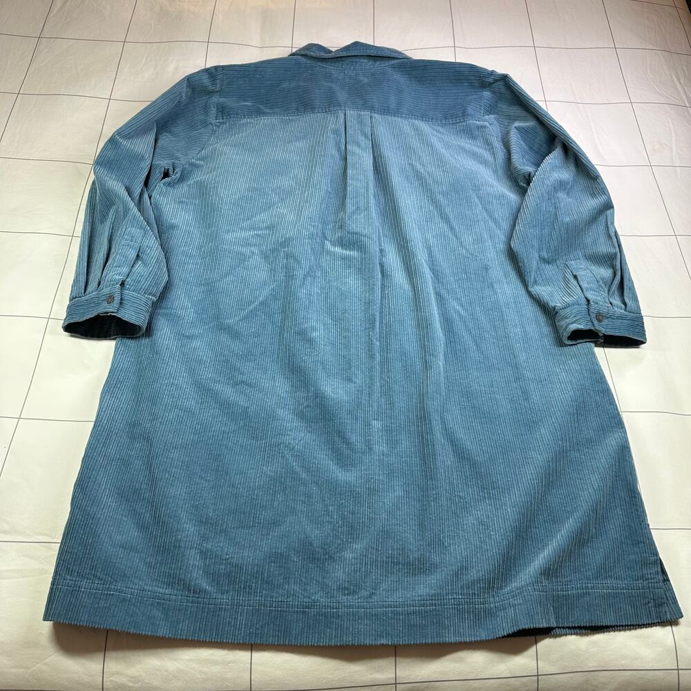 Madewell Dress Womens 2X Blue Corduroy Mini Shirtdress Long Sleeve Shift Collar - Picture 4 of 10